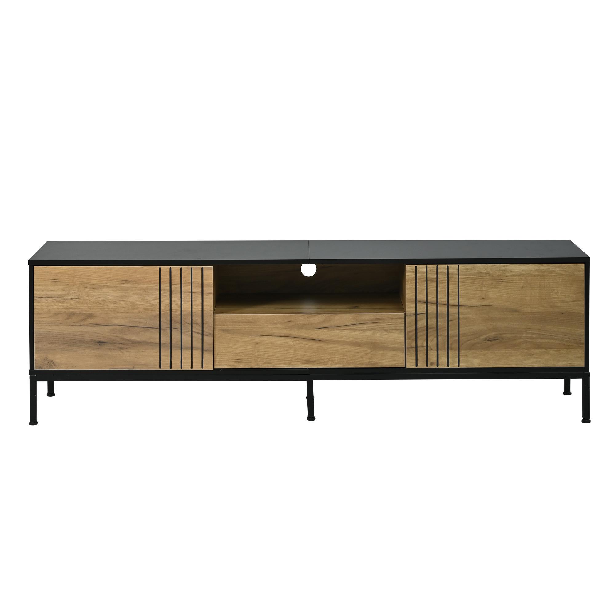 TV-LOWBOARD holzoptik & schwarz - Eichefarben, Holzwerkstoff (170/50/35cm) - Urban Meuble