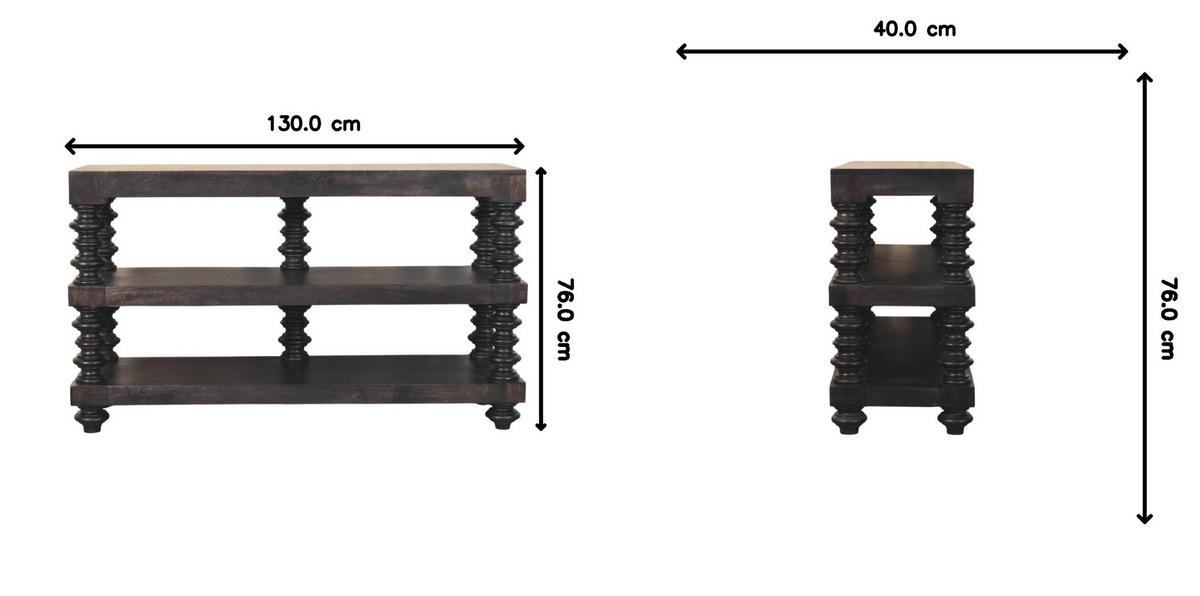 KONSOLENTISCH in tiefem Carbon-Escheton, 2 Ablagen, braun mit Carbon-Finish - Dunkelbraun, Holz (40/130/76cm) - Artisan Furniture