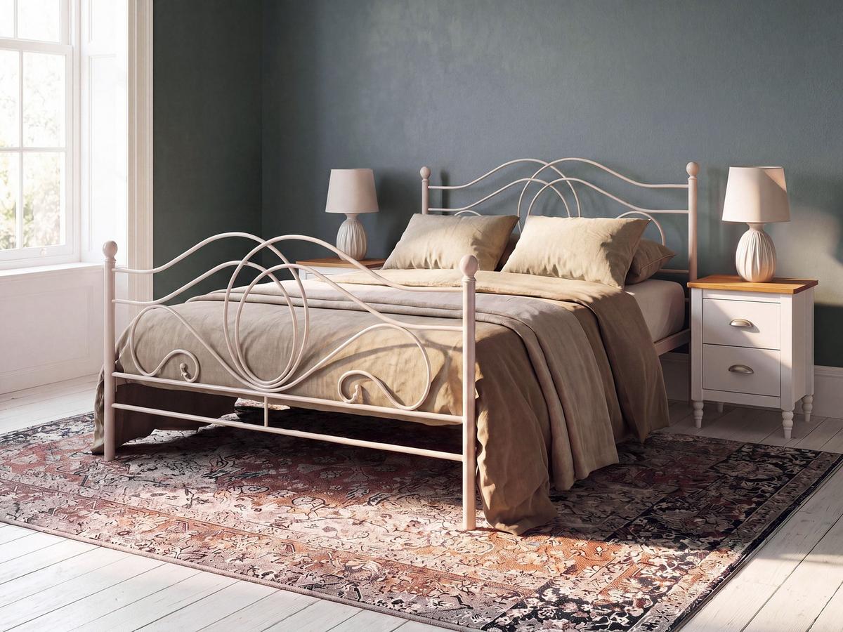 BETT mit Lattenrost 140/200 Stahl Hellbeige Lyra - Beige, Metall (140/200cm) - Beliani