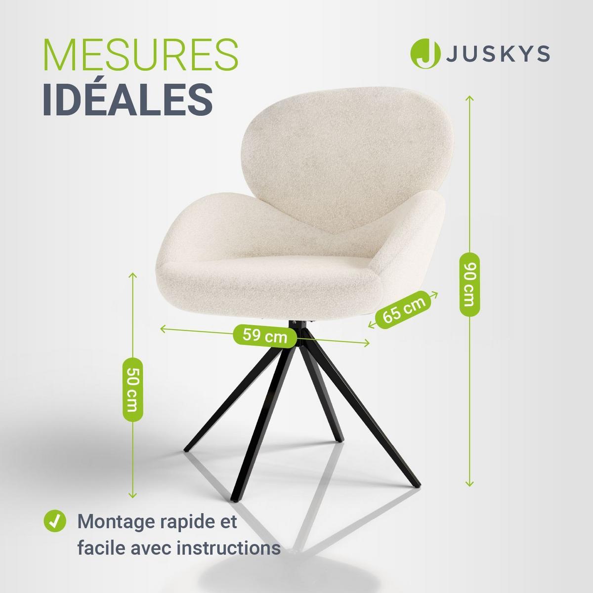 DREHSTUHL Albano Bouclé Creme (2er-Set) - Creme, Textil (59/90/65cm) - Juskys