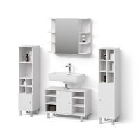 BADMÖBEL-SET Fucino Weiß 4 Teile, mit Midischränke - Weiß, Holzwerkstoff (80/130/32cm) - Livinity®