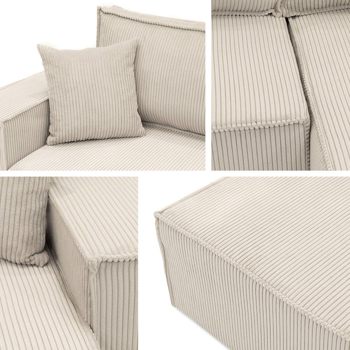 ECKSOFA Karl Cord Maxi - Schwarz/Naturfarben, Holz/Kunststoff (272/145cm) - MIRJAN24