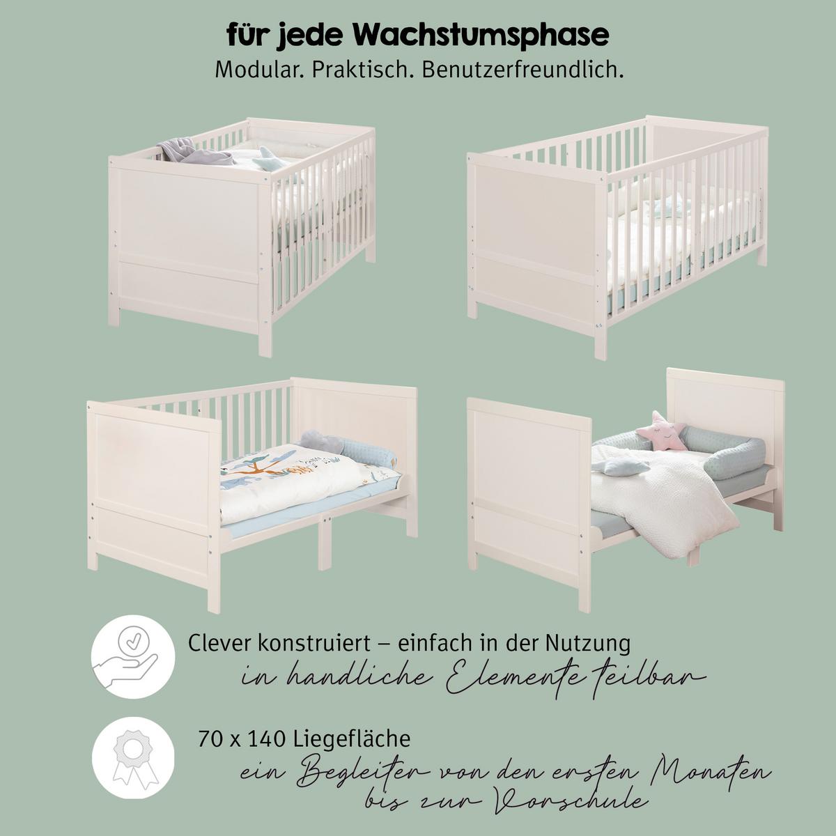 BABYBETT Easy Sleep 70 x 140 cm - Hellgrau, Holzwerkstoff (70/140cm) - Roba