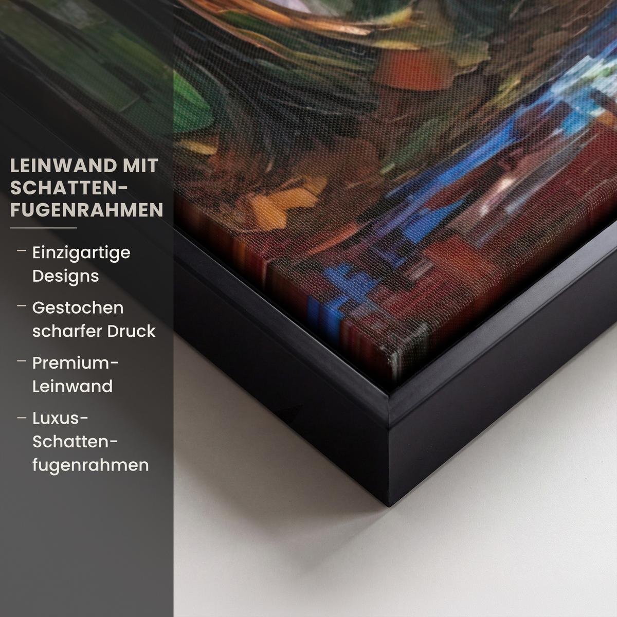 LEINWAND Bilder mit Rahmen - Landschaft - Wald - Farben - Natur - 100x70 - Multicolor, Textil (100/70cm) - MuchoWow