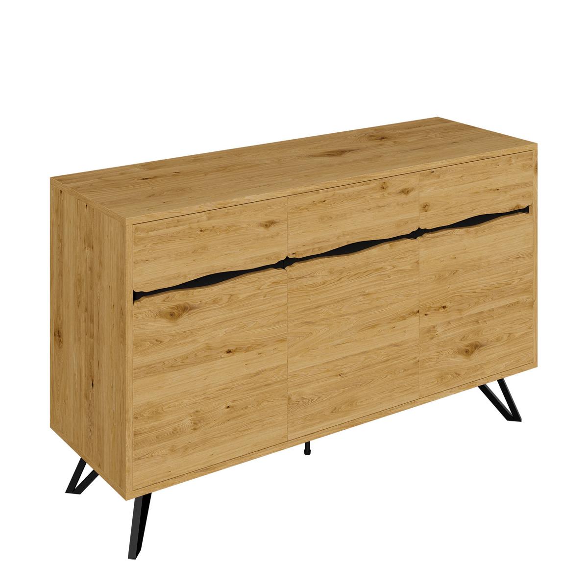 SIDEBOARD Eiche Nachbildung mit 4 Türen und Stabilem Gestell - Eichefarben, Holzwerkstoff/Metall (140/76/40cm) - Urban Meuble