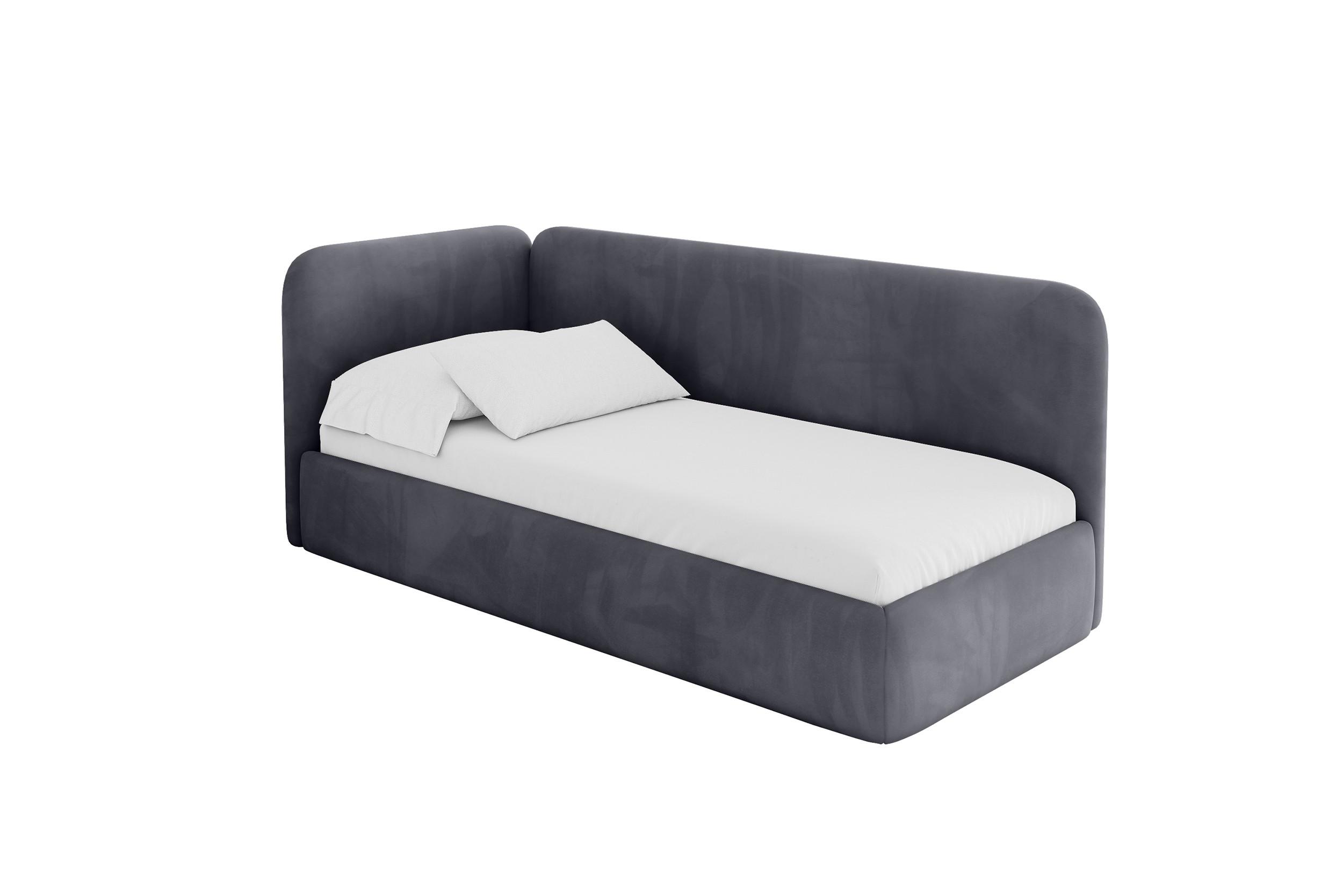 EINZELLBETT Jugendbett mit Bettkasten, Rechts - ELSY 100x200 Dunkelgrau - Titanfarben, Holzwerkstoff/Textil (100/200cm) - ALTDECOR