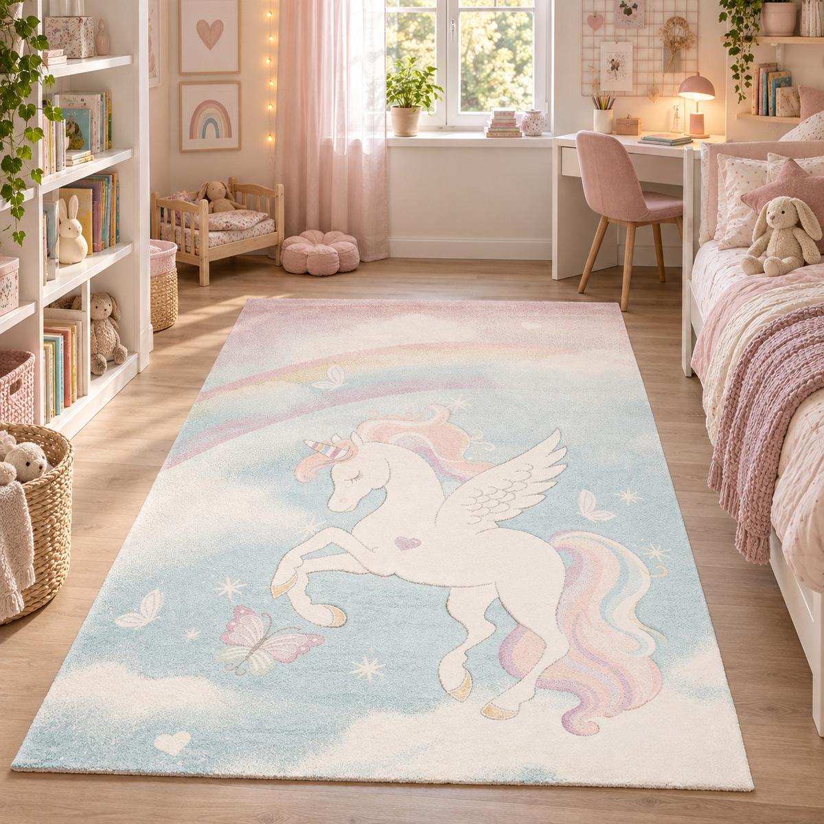KINDER TEPPICH MAUI KIDS PASTELL EINHORN - Multicolor, Textil (140/200cm) - Pergamon
