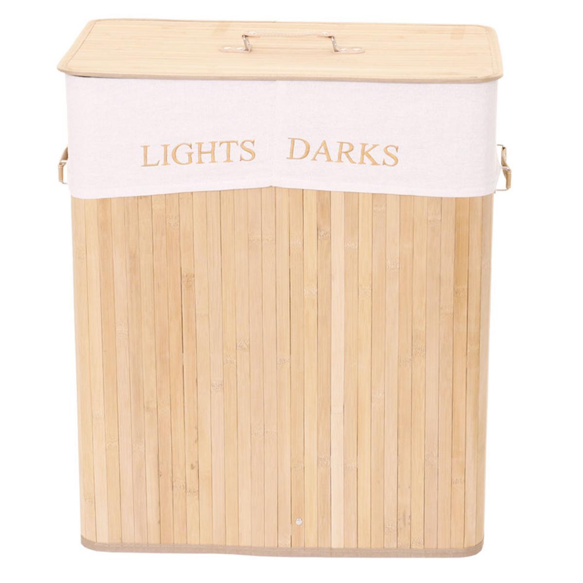 WÄSCHEKORB Buche Dekor, Cremeweiß - Buchefarben/Creme, Holz (55/63/34cm) - MCW