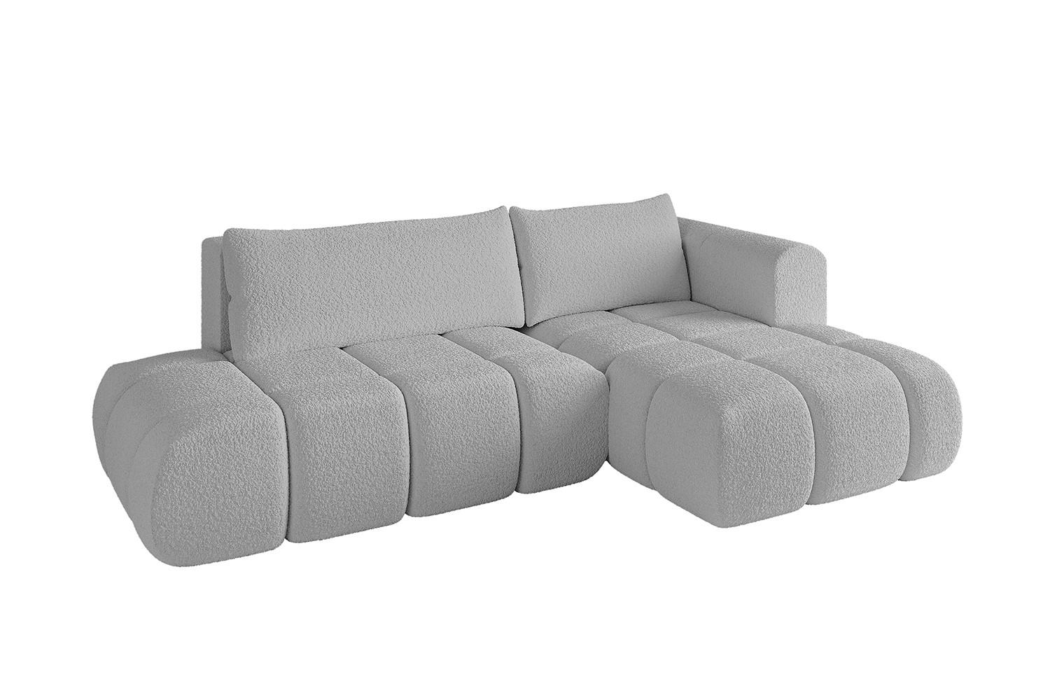 ECKSOFA Ottomane Rechts CLOUD-L 280x185x90 Hellgrau Bouclé - Hellgrau, Holzwerkstoff/Kunststoff (185/280cm) - ALTDECOR