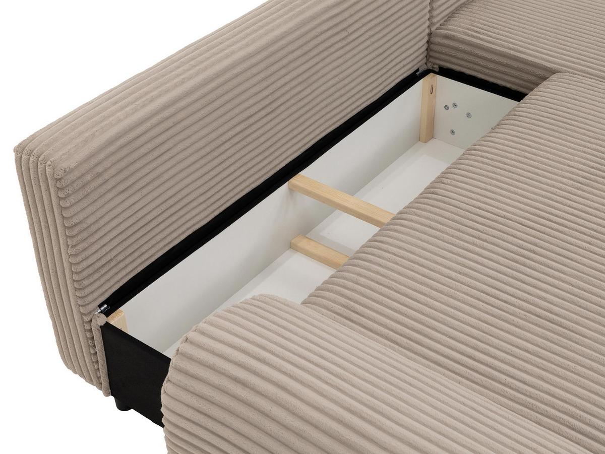 ECKSOFA Ubo L Cord, Seite: Links - Beige/Silberfarben, Holz/Kunststoff (282/187cm) - MIRJAN24
