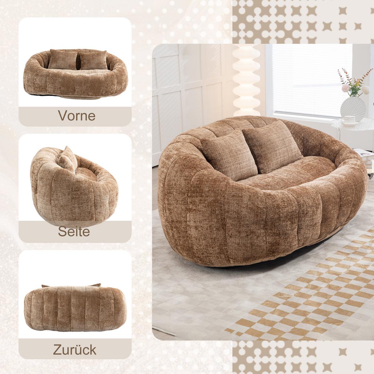 BEAN BAG SOFA – Komfortabler Lazy Lounger mit hochdichtem Memory - Braun, Textil (150/63/95cm) - Urban Meuble