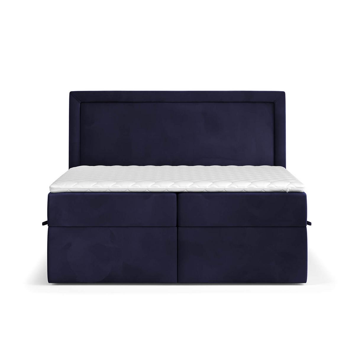 BOXBETT Jodan 180/200 cm Marineblau im Magic Velvet Stoff - Schwarz/Dunkelblau, Holz/Holzwerkstoff (180/200cm) - AltaBeds