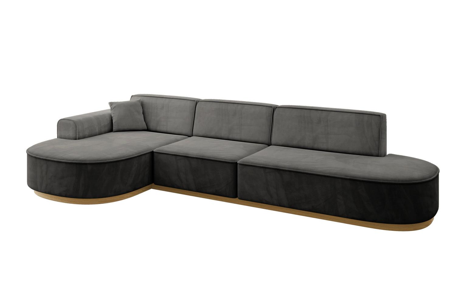 ECKSOFA Ottomane Links MARI-L2-v2 - 328x171x83 cm Dunkelgrau Velours - Dunkelgrau, Holzwerkstoff/Textil (328/171cm) - ALTDECOR
