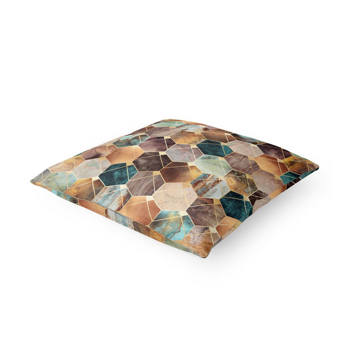 DEKOKISSEN Türkise Geometrie goldenes Art Deco 40/40 cm - Goldfarben, Textil (40/40/10cm) - Bilderwelten