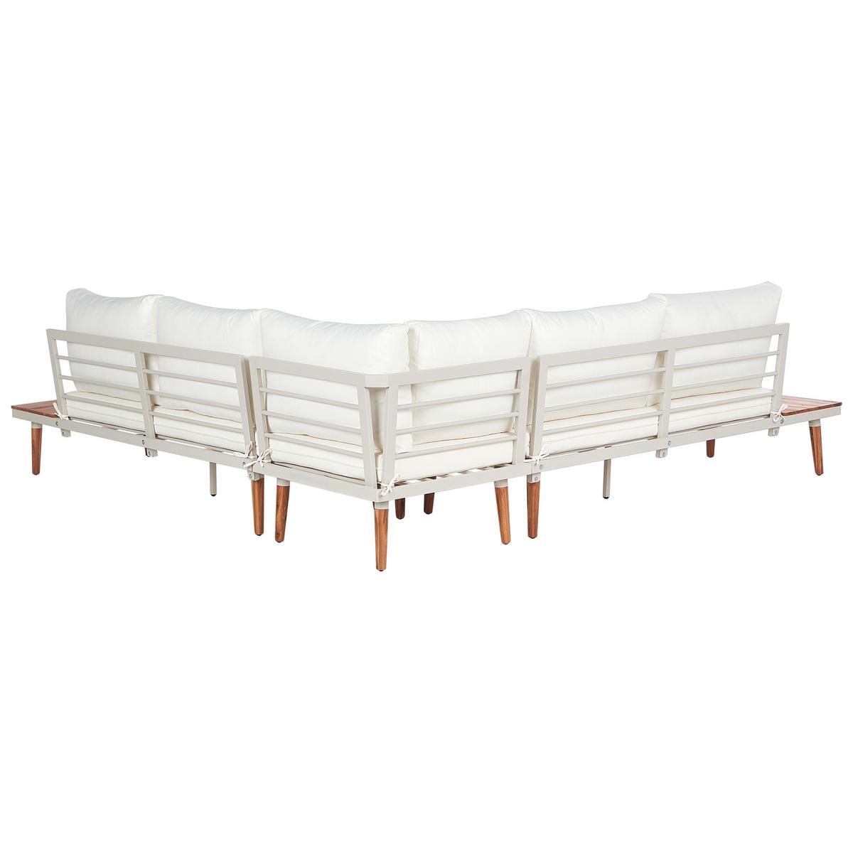 LOUNGE-SET 5-Sitzer Akazienholz cremeweiß Corato - Creme, Holz - Beliani