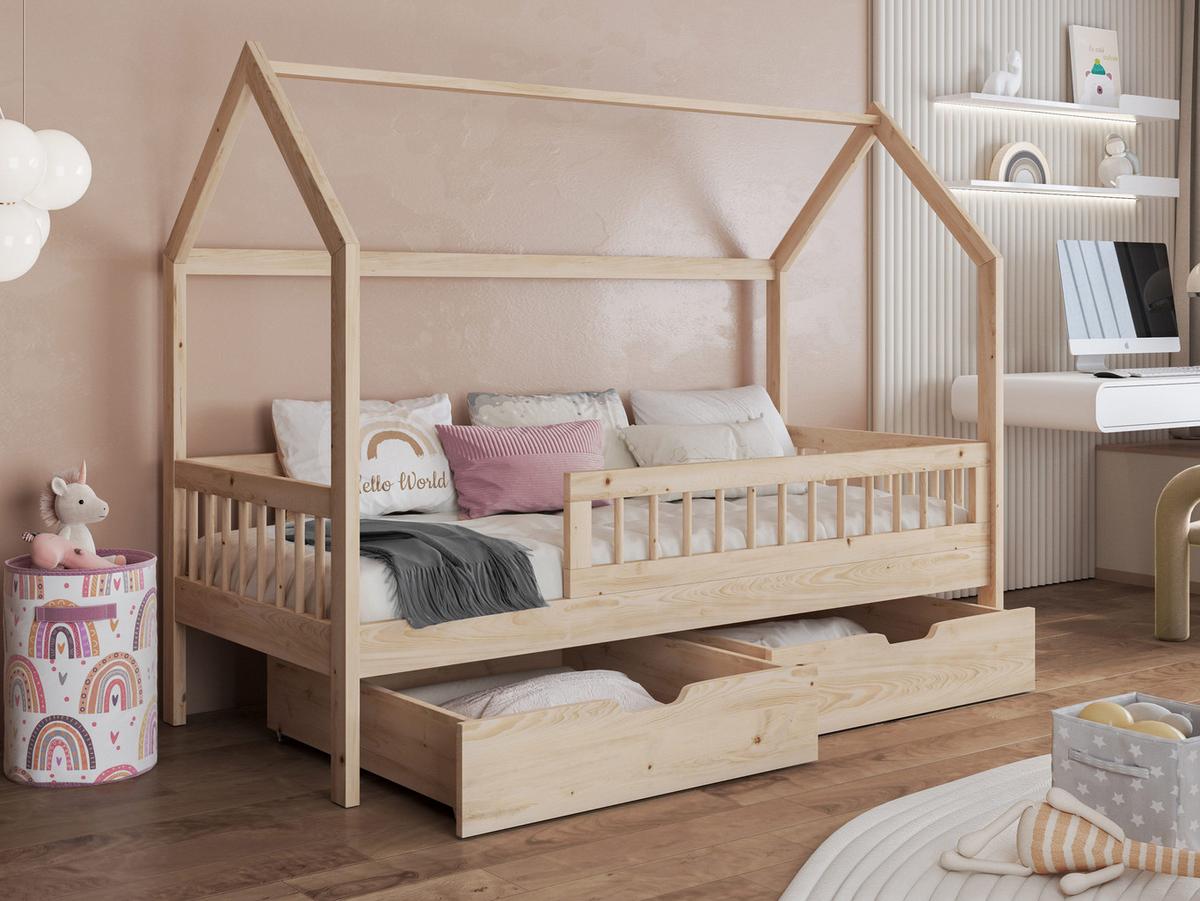 HAUSBETT Gaja 90 - Naturfarben, Holz (90/200cm) - MIRJAN24