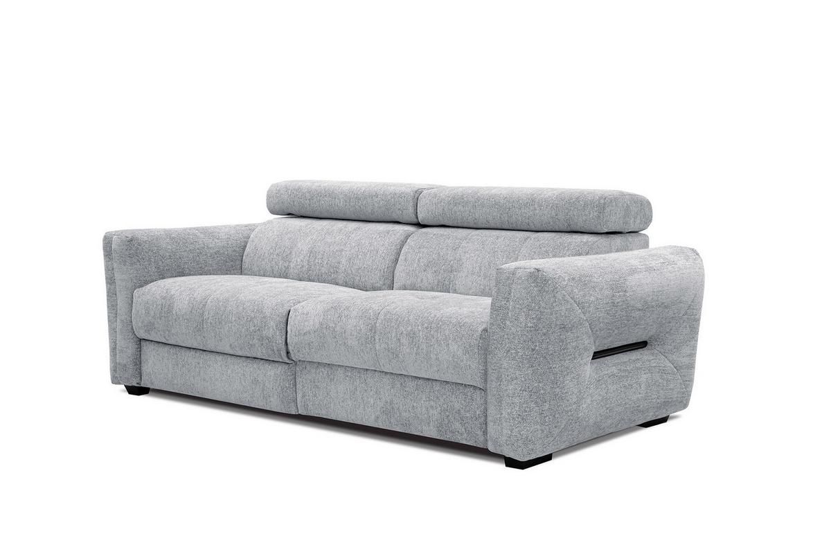 SOFA CALVERA 3-Sitzer mit 2 Relaxfunktionen, hellgrau - Hellgrau, Holzwerkstoff/Textil (204/79/106cm) - Wozimo