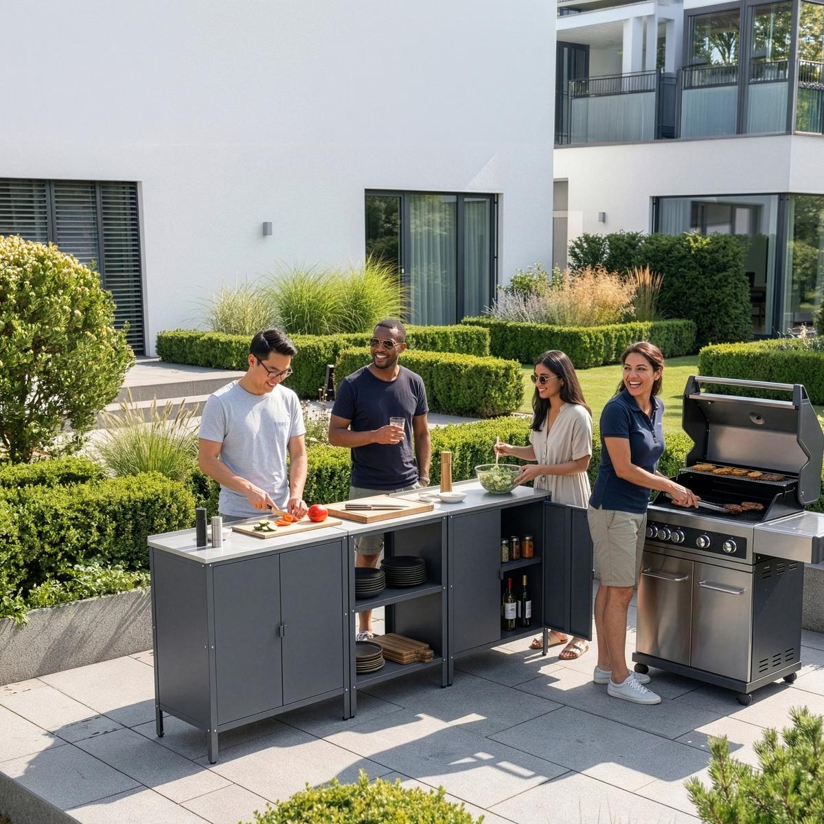 GARTENREGAL Bolognano - Dunkelgrau, Metall (50/92/50cm) - casa.pro