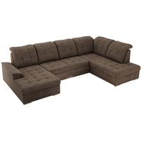 WOHNLANDSCHAFT MADRITO U - Braun Velorus - Rechts - Silberfarben/Braun, Textil/Metall (323/89/204cm) - MKS