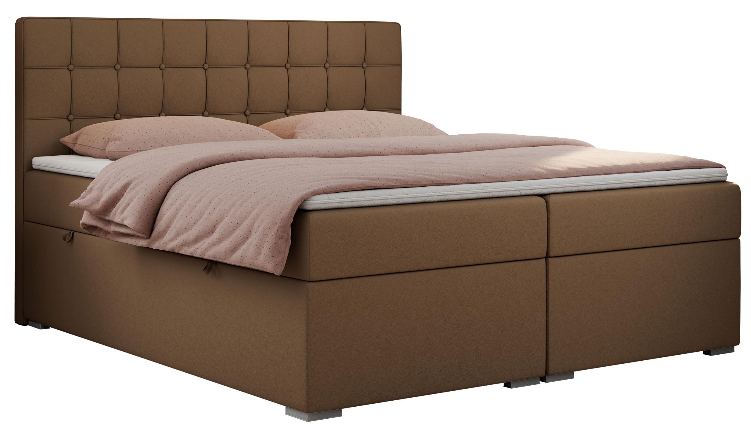 BOXBETT CARMEN 180/200 Braun Kunstleder - H3 - Braun, Holz/Textil (180/200cm) - MKS