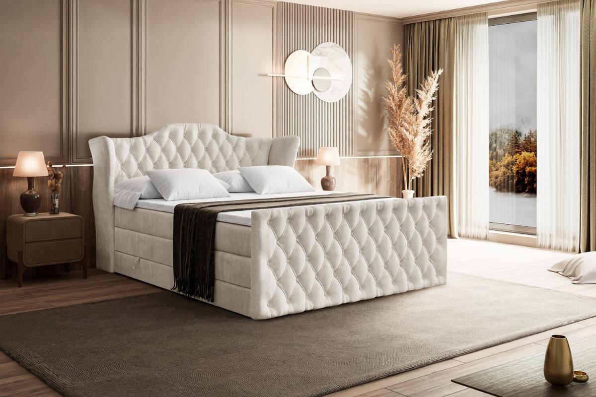 BOXSPRINGBETT VILA-Z KING - 140x200 - H3/H4 - Creme - Creme, Holzwerkstoff (140/200cm) - ALTDECOR