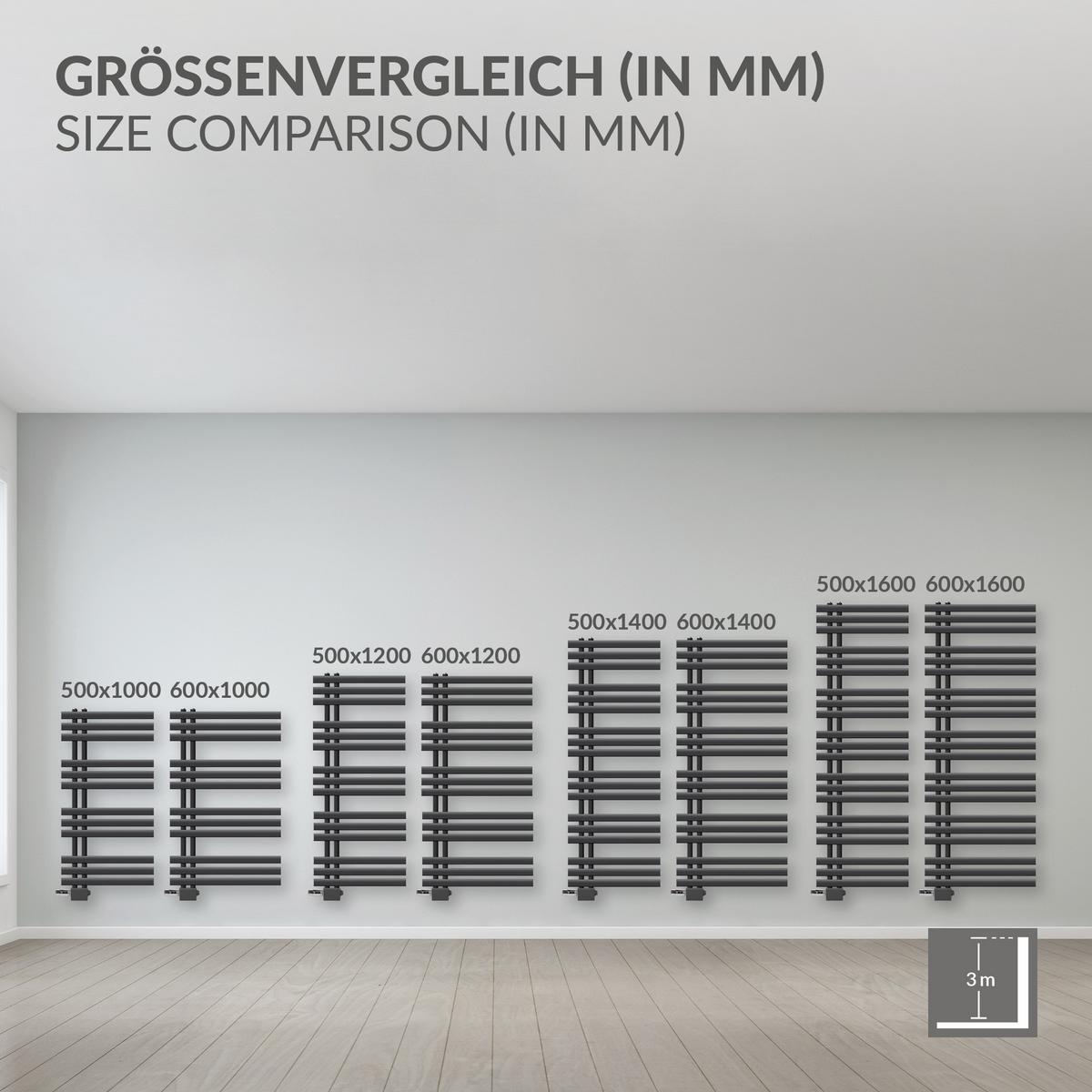 BADHEIZKÖRPER Iron EM 500x1000 mm Anthrazit mit Ventil Universal - Anthrazit, Metall (50/100/3cm) - LuxeBath