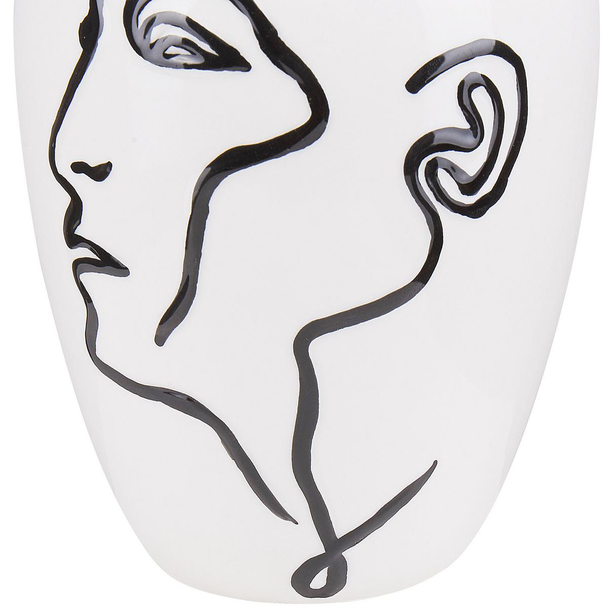 BLUMENVASE Steinzeug weiß Helike - Weiß, Stein (23cm) - Beliani