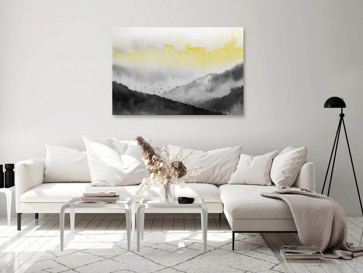 KUNSTDRUCK Schwarz-Weiß 90/60 cm - Gelb/Schwarz, Textil (90/60cm) - KUNSTLOFT