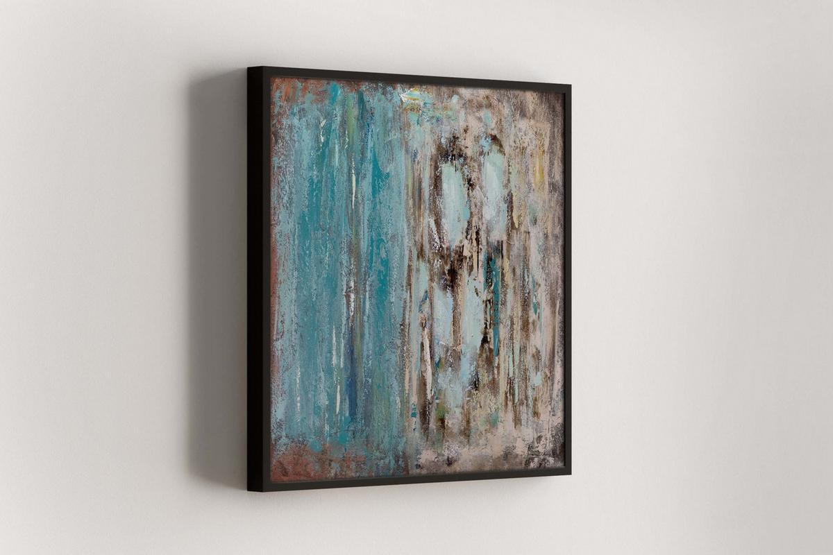 ÖLGEMÄLDE 80/80 cm - Blau/Braun, Holz/Textil (80/80cm) - KUNSTLOFT