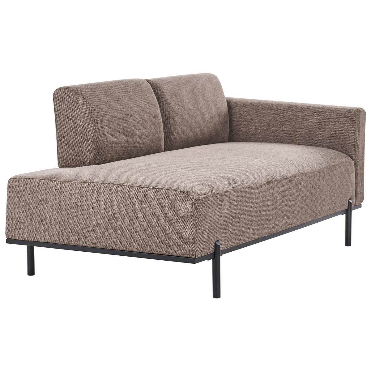 CHAISELONGUE Kunstleinen Hellbraun Savasse - Hellbraun/Schwarz, Textil (170/78/85cm) - Beliani
