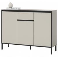 SIDEBOARD Kaschmir / Sand mit Schwarz, hohe Kommode 3-türig 136 x 101 cm, mit viel Stauraum - Sandfarben/Kaschmir, Holzwerkstoff/Metall (136/101/38cm) - Inn.Furn