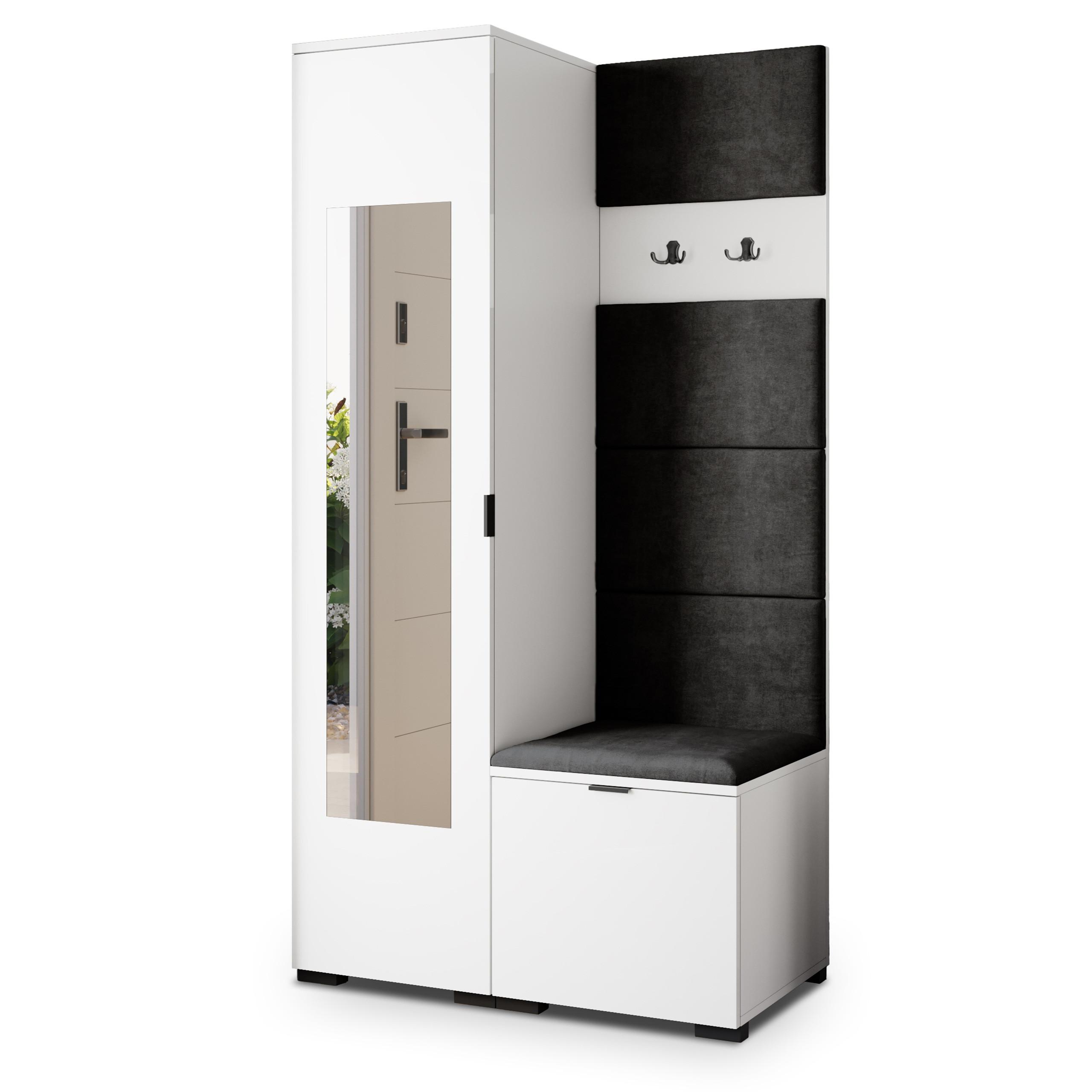 GARDEROBENSCHRANK VIRA 95/181/51 cm Modern Weiß - Schwarz/Weiß, Holzwerkstoff (95/181/51cm) - MASSENO