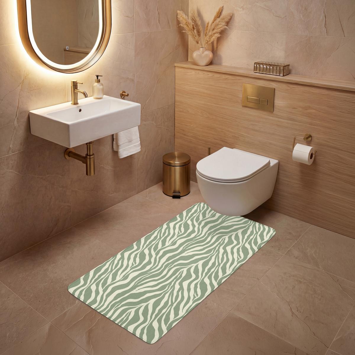 WC-VORLEGER Zebra - Motiv - Grün Toilettenvorleger 60x120 cm - Salbeigrün, Textil (60/1cm) - OnlyWow