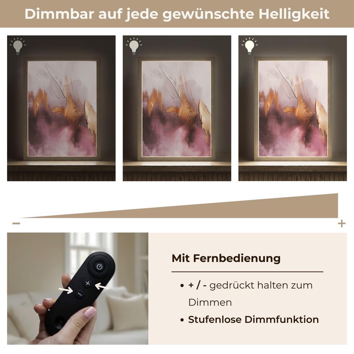 WANDLEUCHTE MIT AKKU Lila - Abstrakt - Farbe - Gold 30x40 cm - Mauve, Holzwerkstoff (30/40/8cm) - OnlyWow