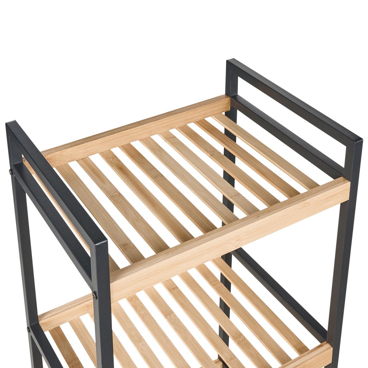 REGAL mit 4 Ebenen Bambus Hellbraun Tajzara - Hellbraun/Schwarz, Holz (40/109/30cm) - Beliani