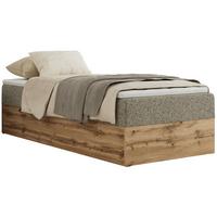 BOXBETT WOOD ZERO 90/200 - Dunkelbeige Struktur - H4 - Topper T25 - Cappuccino, Textil (90/200cm) - MKS