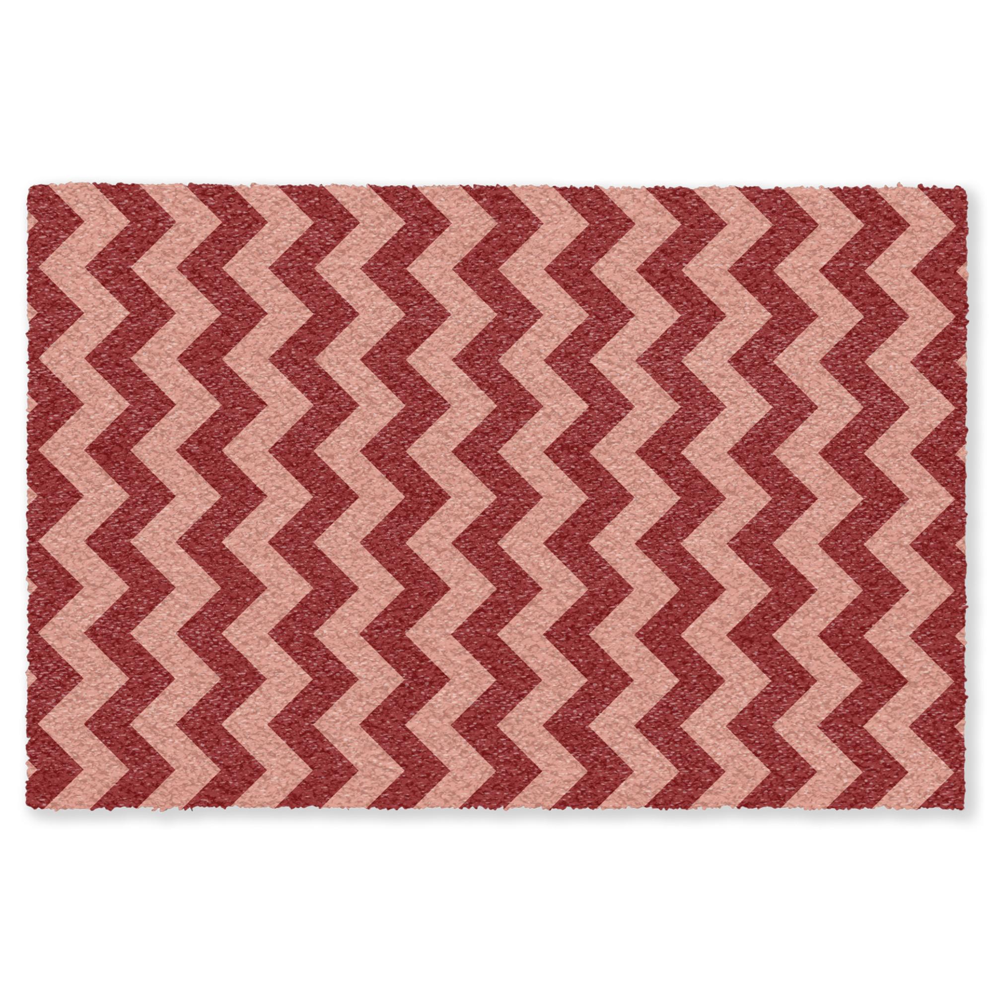FUSSMATTE Zickzack - Streifen - Muster - Rot Schmutzfänger 90x60 cm - Bordeaux, Kunststoff (90/0.4cm) - MuchoWow