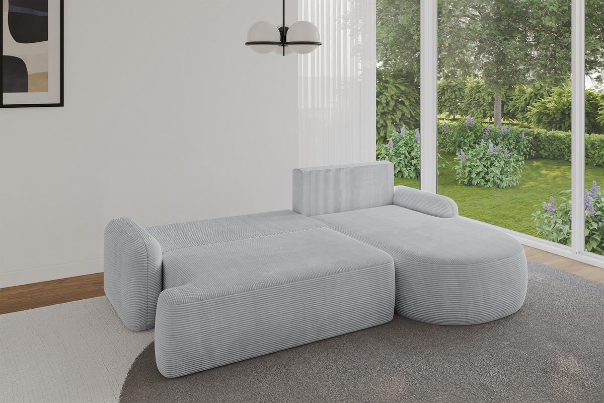 ECKSOFA mit Schlaffunktion und Bettkasten LIRA-L - 264x172x89 Grau - Grau, Holzwerkstoff/Textil (172/264cm) - ALTDECOR