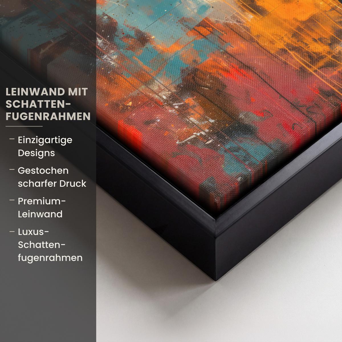 LEINWAND Bilder mit Rahmen - Straßenkunst - Liebe - Graffiti - Kunst - Banksy - 30x20 - Orange, Textil (30/20cm) - MuchoWow