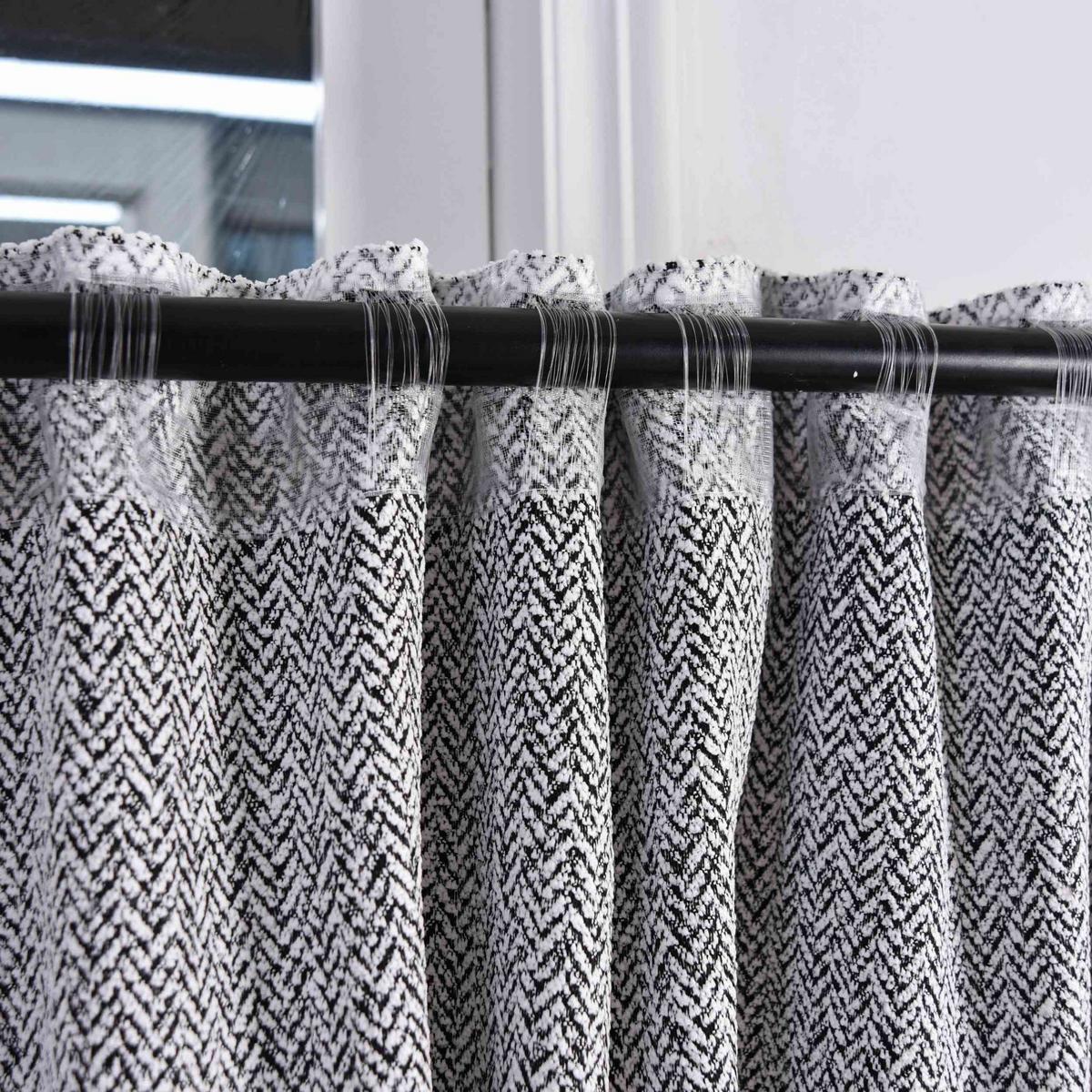 VORHANG 2ER SET MONTANA HxB 245x140 cm Weiß Schwarz - Weiß, Textil (140/245cm) - Gardinenbox