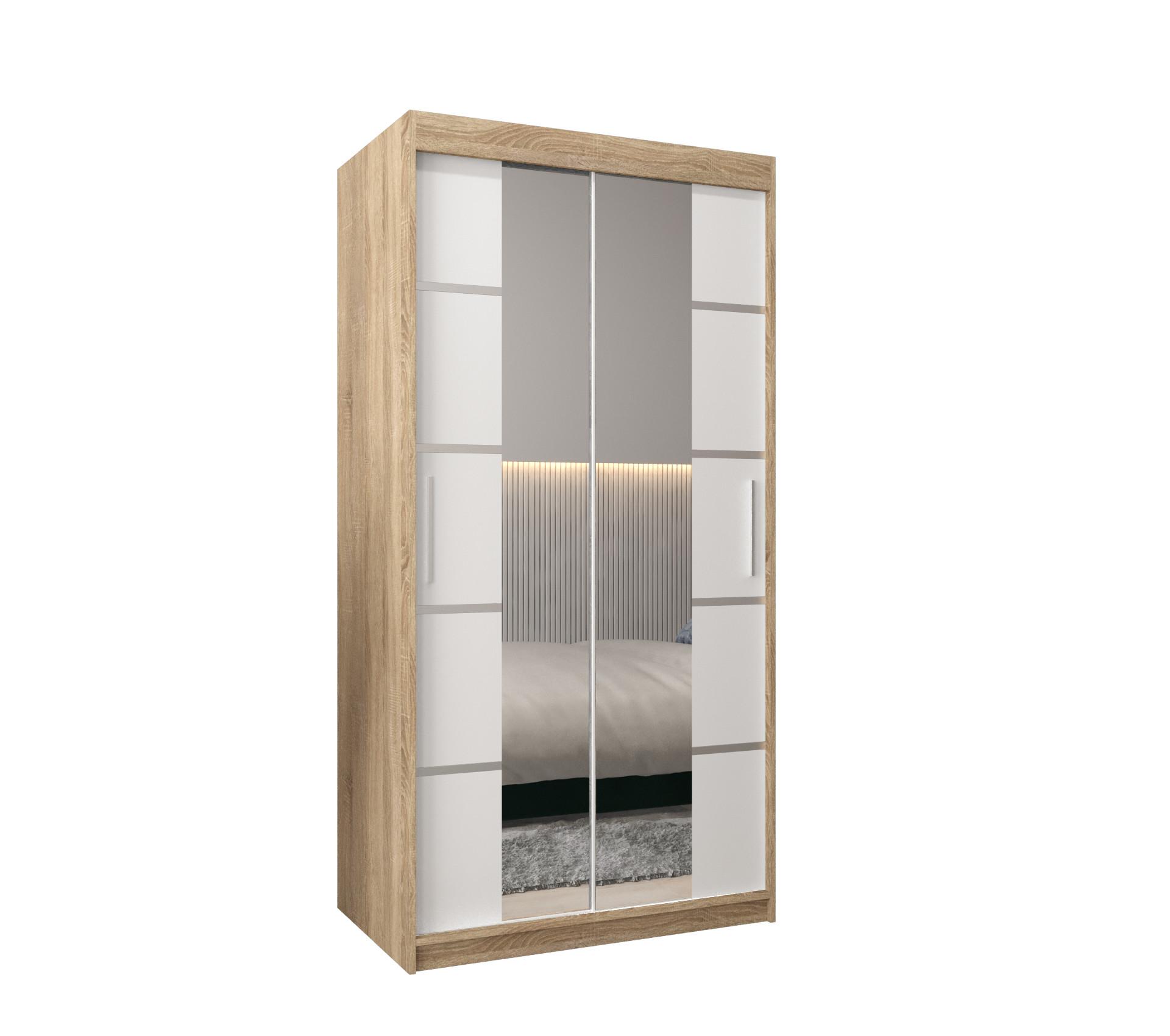 SCHWEBETÜRENSCHRANK 200/100/62 2-türig - Silberfarben/Weiß, Holz/Kunststoff (100/200/62cm) - MÖBEL KRYSPOL