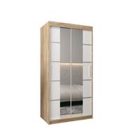 SCHWEBETÜRENSCHRANK 200/100/62 2-türig - Silberfarben/Weiß, Holz/Kunststoff (100/200/62cm) - MÖBEL KRYSPOL