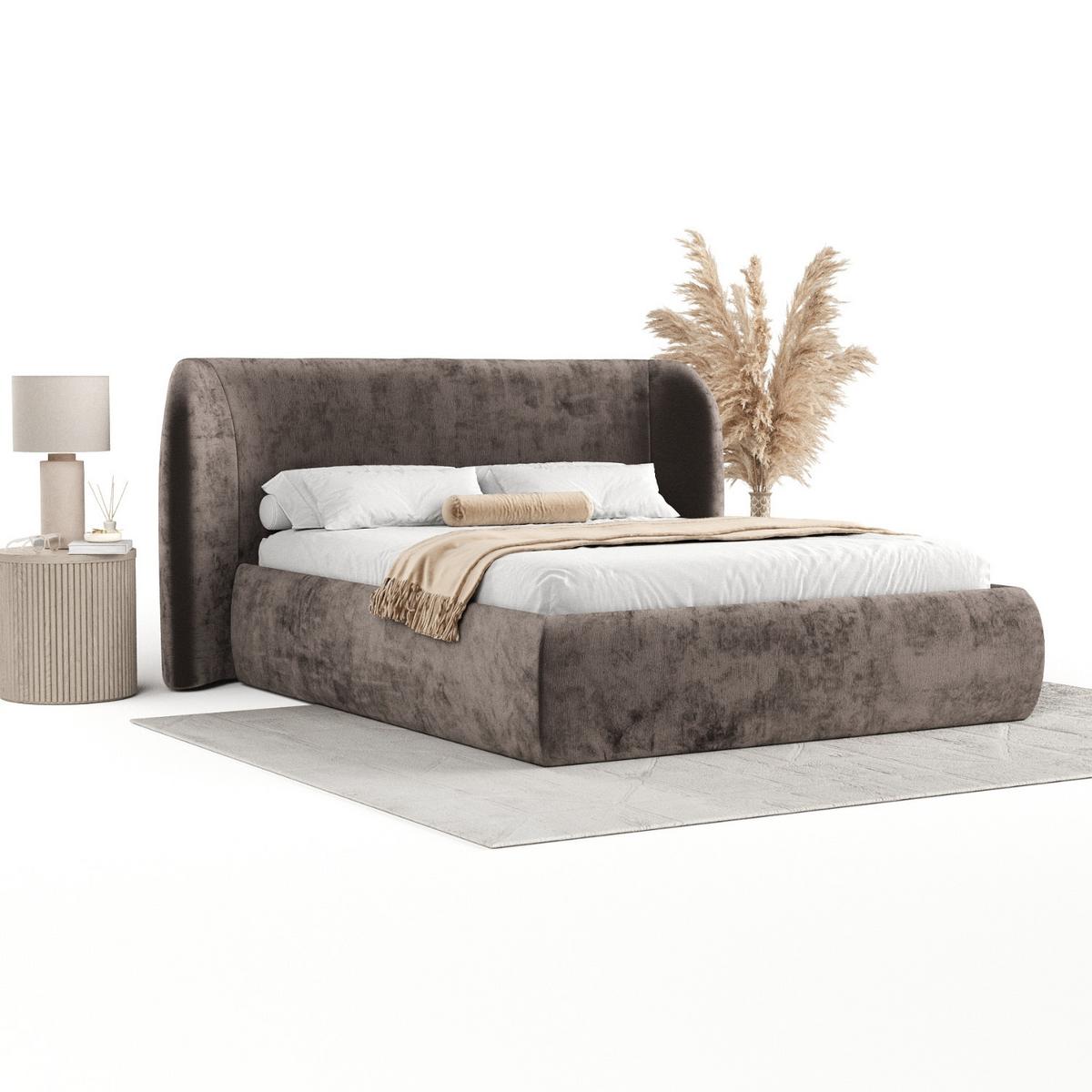 POLSTERBETT Bellano mit Stauraum 200/200 cm Braun im Lotta Stoff - Schwarz/Naturfarben, Holz/Holzwerkstoff (200/200cm) - AltaBeds