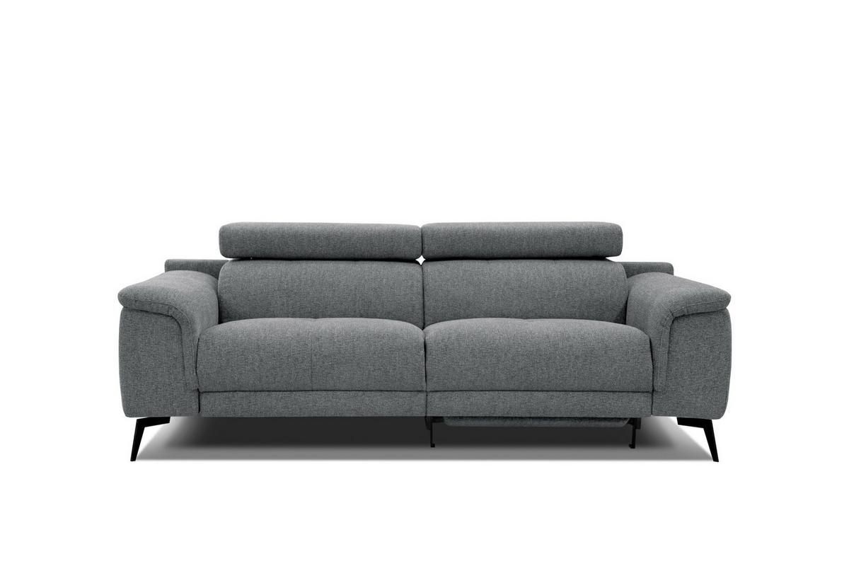 RELAXSOFA FIERO 3-Sitzer mit 1 Relaxfunktion, grau - Schwarz/Grau, Holzwerkstoff/Textil (212/82/103cm) - Wozimo