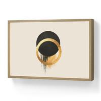 WANDLEUCHTE MIT AKKU Abstraktes Design - Schwarzer Kreis - Farbflecken 60x40 cm - Creme, Holzwerkstoff (60/40/8cm) - OnlyWow