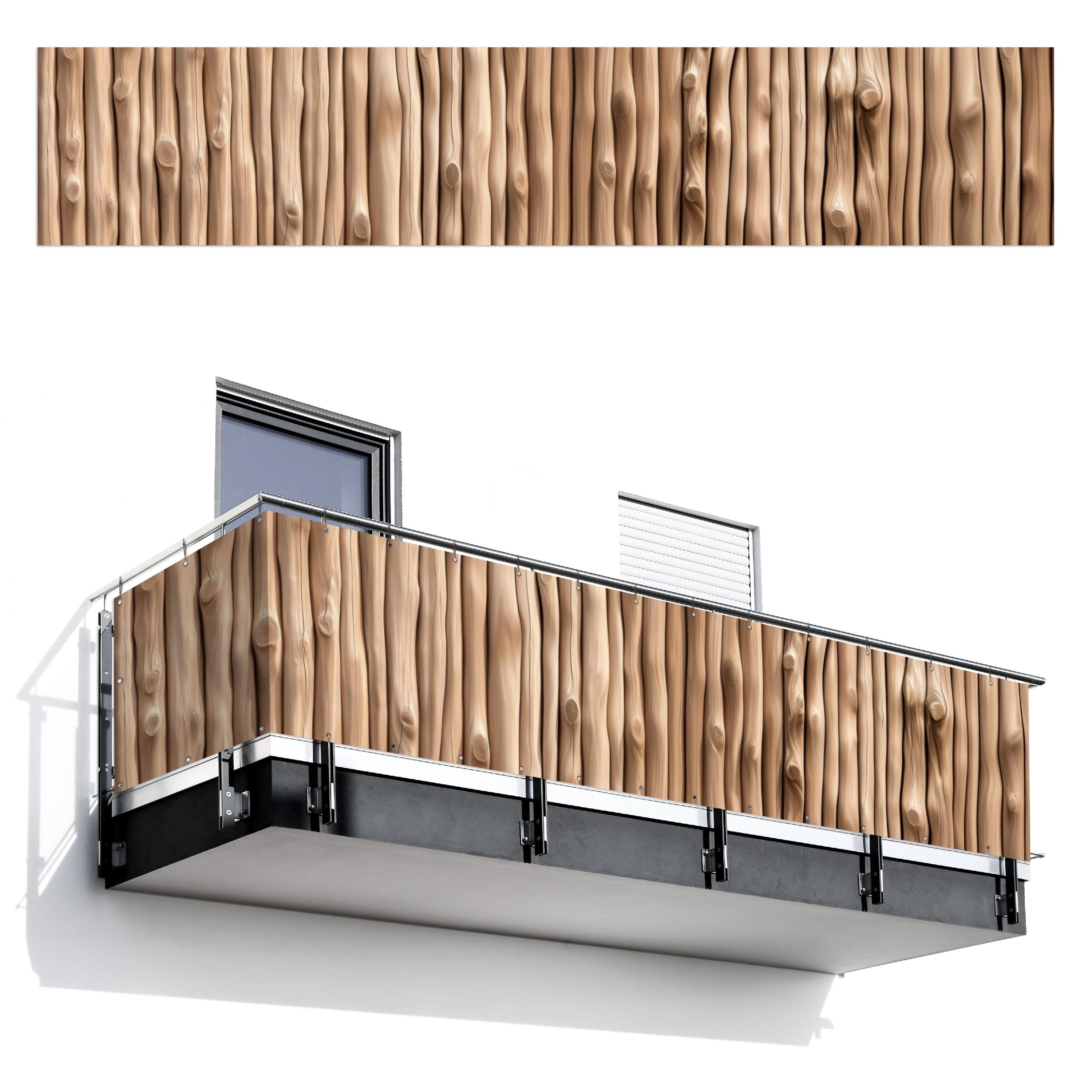 BALKON-SICHTSCHUTZ Holz - Stiel - Hellbraun Groß 500x95 cm - Ahornfarben, Kunststoff (500/95cm) - MuchoWow
