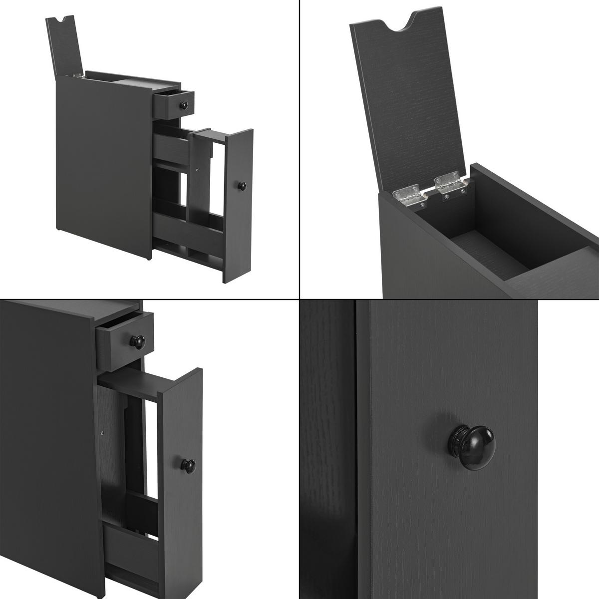 SEITENSCHRANK Kihniö - Dunkelgrau, Holzwerkstoff (16/58/48cm) - [en.casa]