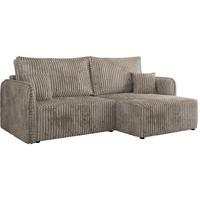 ECKSCHLAFSOFA MESTO L Hellbraun Cord - rechts - Hellbraun/Schwarz, Kunststoff/Textil (147/227cm) - MKS