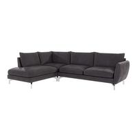 ECKSOFA Elou Graphit Microfaser - Chromfarben/Graphitfarben, Holz/Textil (277/200cm) - S-Style Möbel