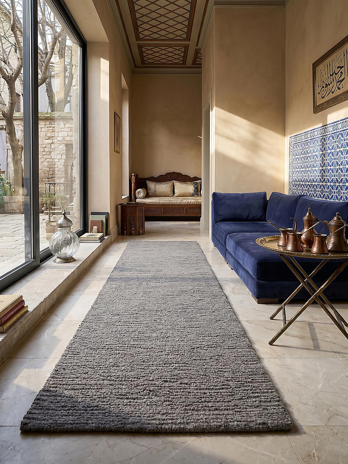 WOLLTEPPICH ALNE, einfarbig, Grau, 80 x 230 cm - Grau, Textil (230/80cm) - KADIMA DESIGN